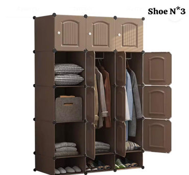 Armoires de rangement 3 battants marron Plastique avec rangement de chaussures