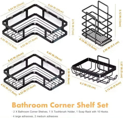 Étagère d'angle murale pour salle de bain, sans perçage 5pcs