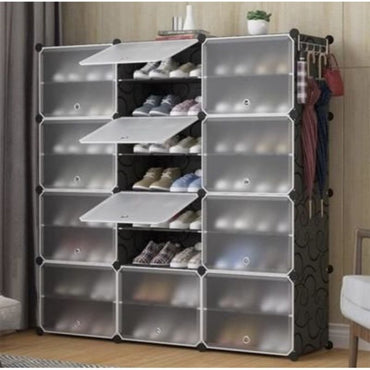 Armoire à Chaussures Meuble à Chaussures Etagère avec 12 Portes Plastique ( 48 paire )