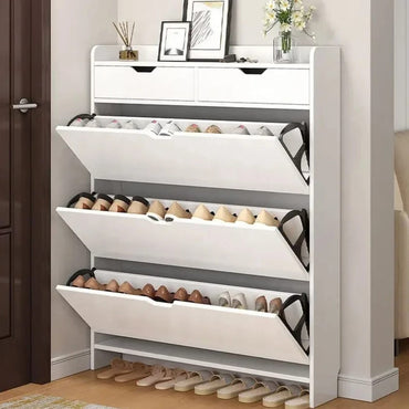 Armoire de rangement à chaussures à 3 tiroirs en bois blanche