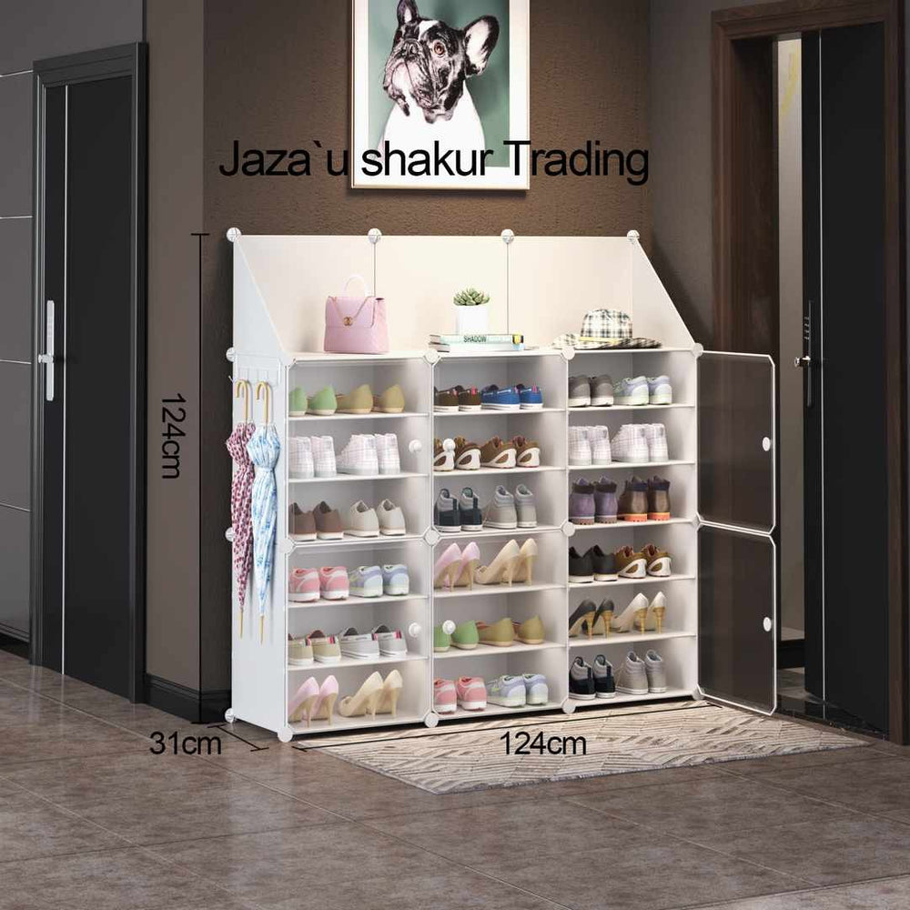 Rangement à chaussures extensible en plastique pour 36 paires