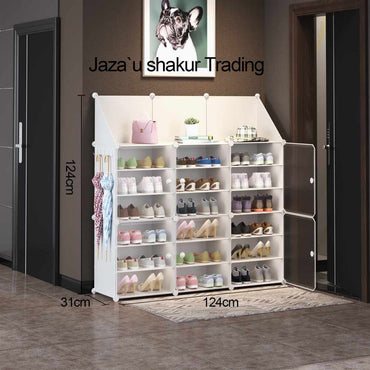 Rangement à chaussures extensible en plastique pour 36 paires