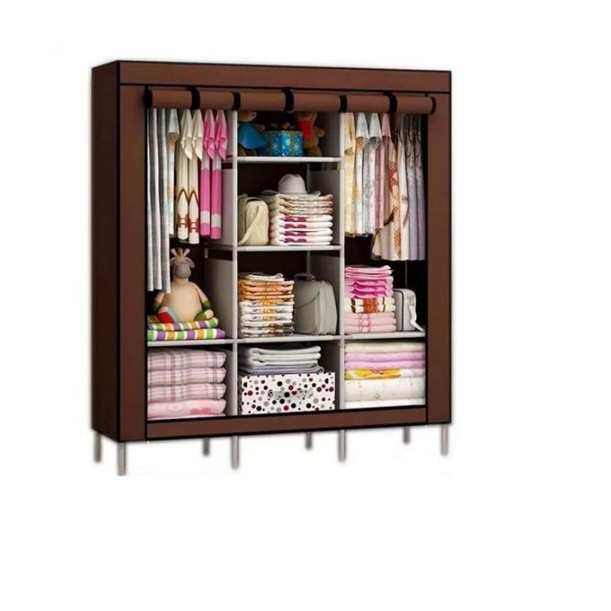 Armoire en Tissu 3 Battants - maron