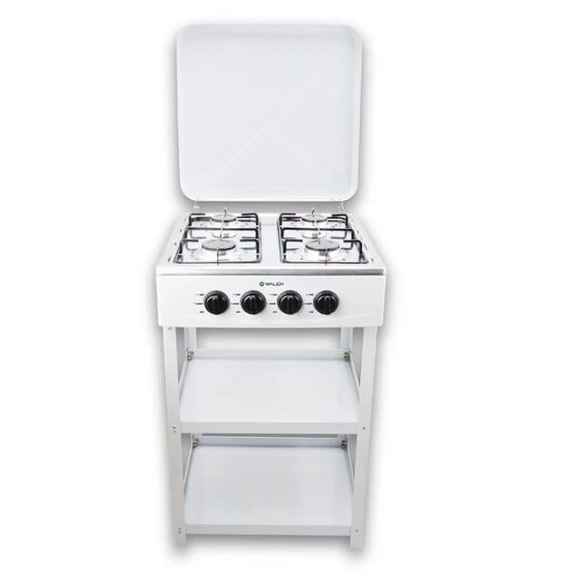 Cuisinière à gaz sur pied à 4 brûleurs avec étagère