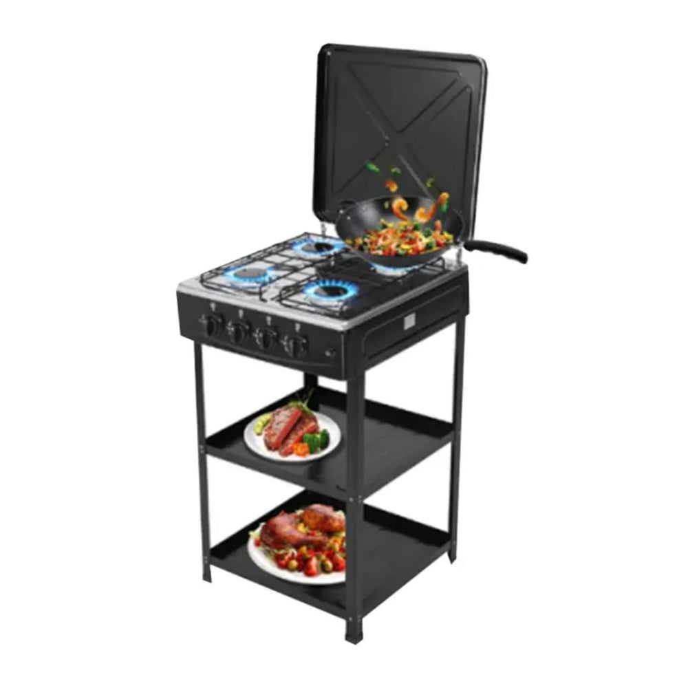 Cuisinière à gaz sur pied à 4 brûleurs avec support