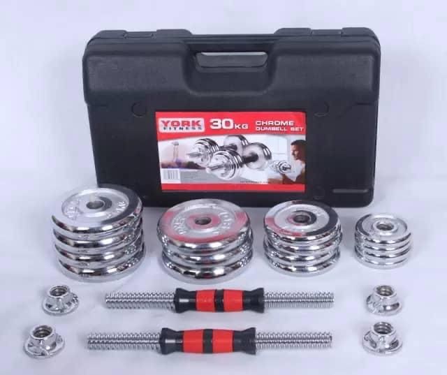 d'halteres chromées de 30 kg - Poids pour Exercices Entraînement de Musculation