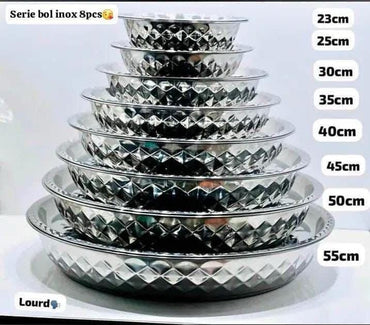 Ensemble 8 bols avec couvercle en Inox