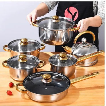 Ensemble Bols Batterie Cuisine Inox Lourd 12 pièces