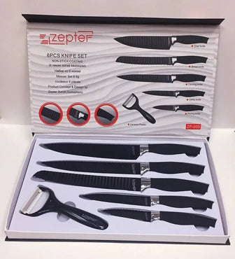 Lot de 6 couteaux de cuisine avec revêtement anti-adhésif en acier inoxydable