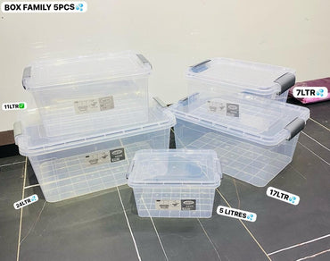 Ensemble Family box 5 pièces Capacité : 24lL/17L/11L/7L/5L