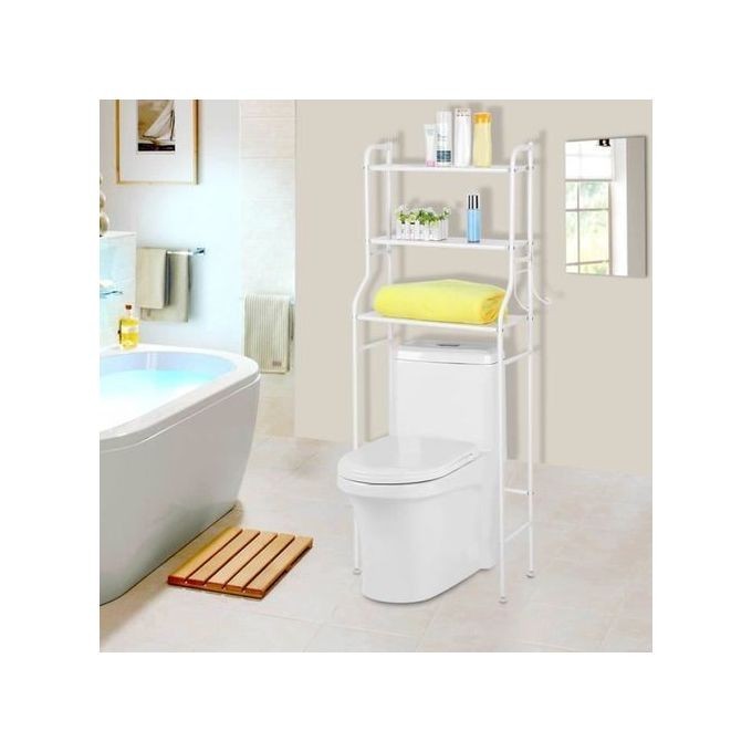 Etagère de Salle de Bain, Meuble de Rangement au-Dessus des Toilettes WC - Blanc