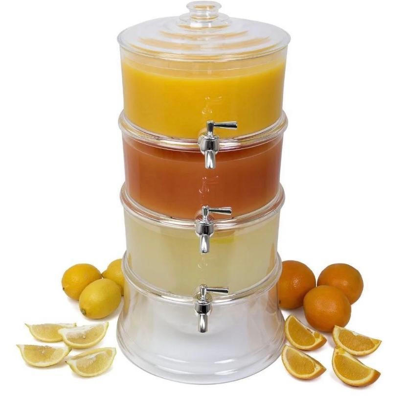 fontaine a trois compartment – Distributeur froid en plastique de jus d’hôtel de fruit de 3 rangées avec le noyau de glace