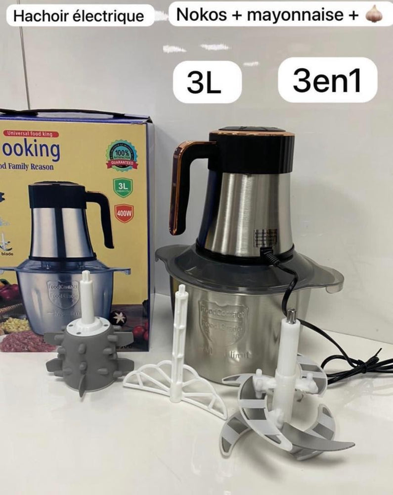 Hachoir à Viande et Légumes Electrique Inox 3 Litres MULTIFONCTION 3 IN 1