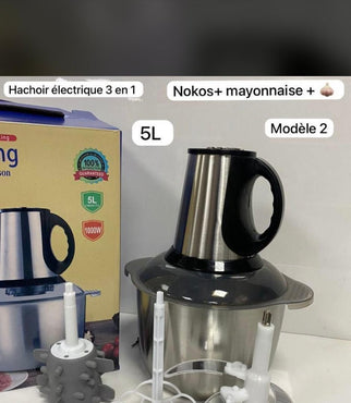 Hachoir à Viande et Légumes Electrique Inox 5 Litres MULTIFONCTION 3 IN 1