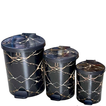 lot de 3 POUBELLES À PÉDALE DÉCORÉES- Noir