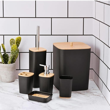 Lot de 6 accessoires de salle de bain en bambou