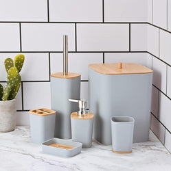 Lot de 6 accessoires de salle de bain en bambou