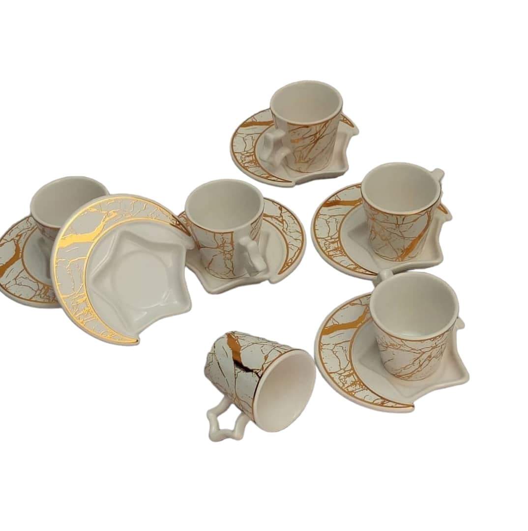 Lot de 6 tasses à café à expresso avec soucoupes en porcelaine PM