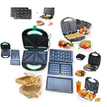 Machine a Croque Monsieur Machine à Sandwich Gaufrier 4 en 1 Grille de Contact 750W Noir