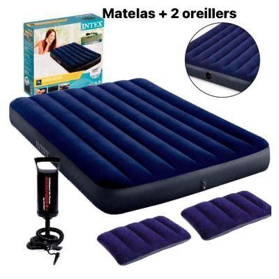 Matelas Gonflable 2 Place + gonfleur.  (152cm * 203cm * 22cm)