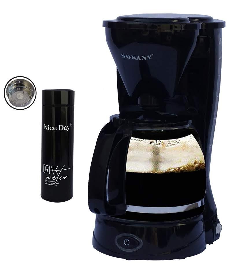 Pack Thermos isotherme 0.45L Noir + Machine à café 1.5L – 800w Noir