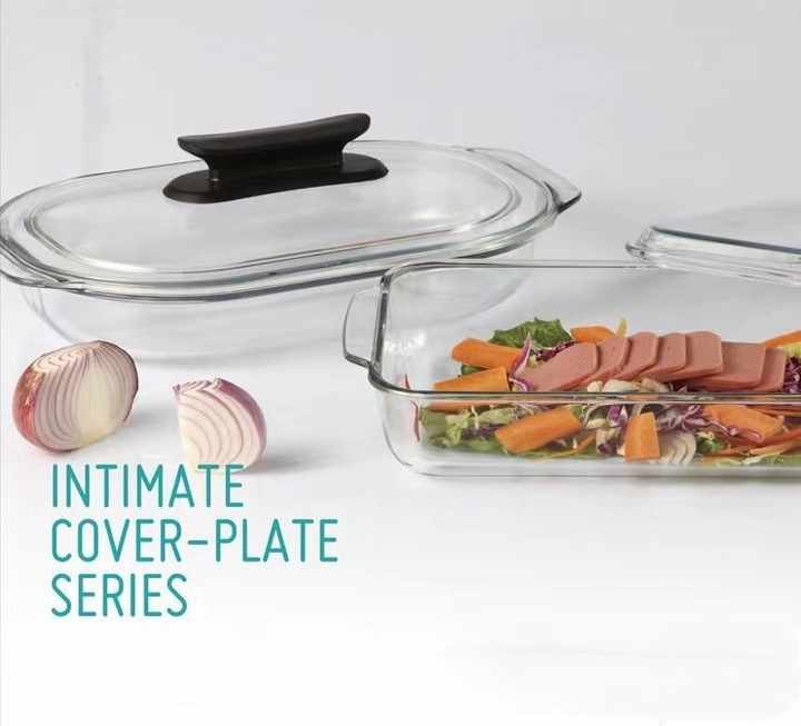 Plat à four en verre avec couvercle 3L