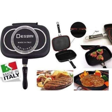 Poêle à Double Grille Italien Anti-Adhesif - Noir 40CM