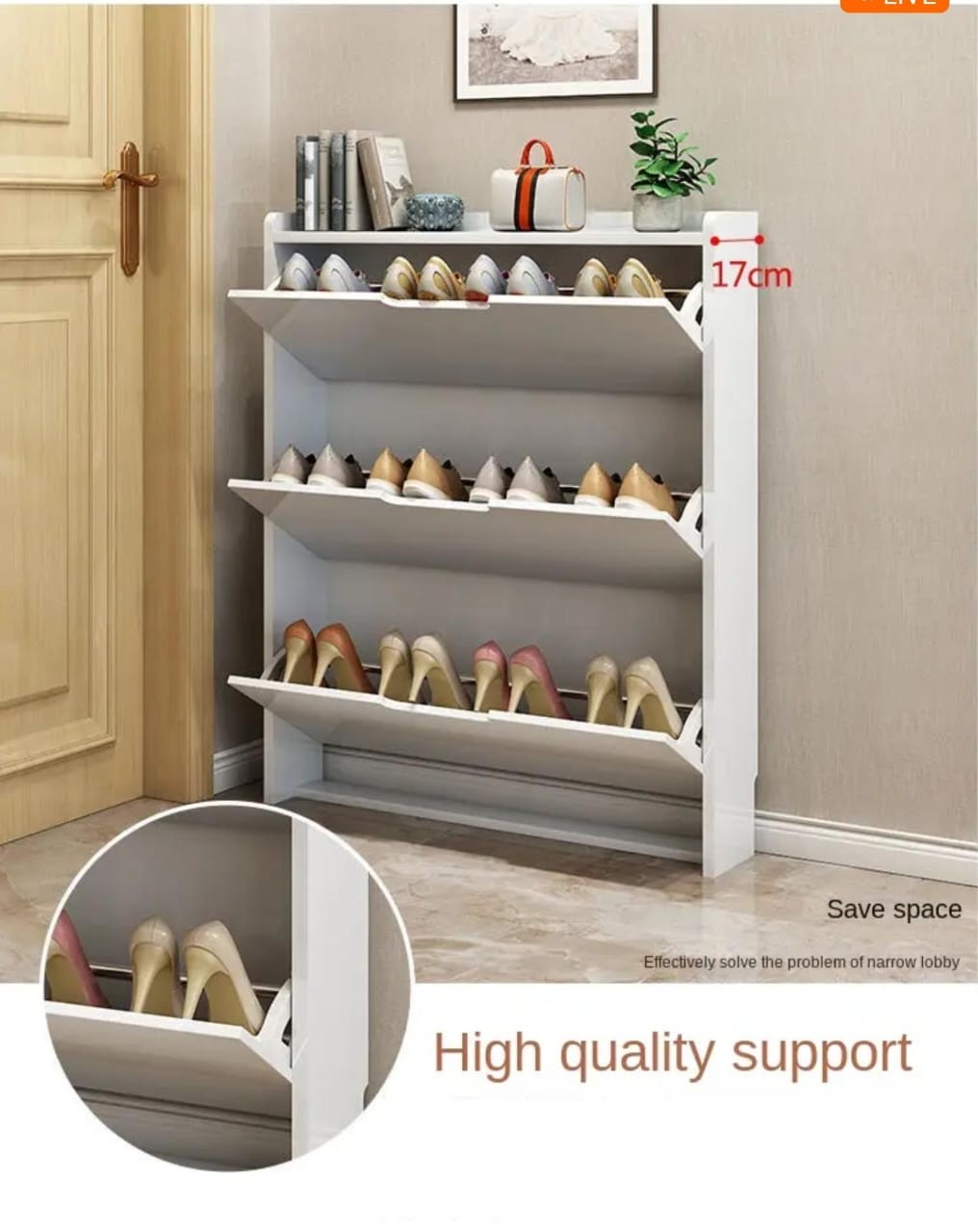 Rangement de chaussures à 3 tiroirs en bois blanche 120CM X 80CM X 17CM