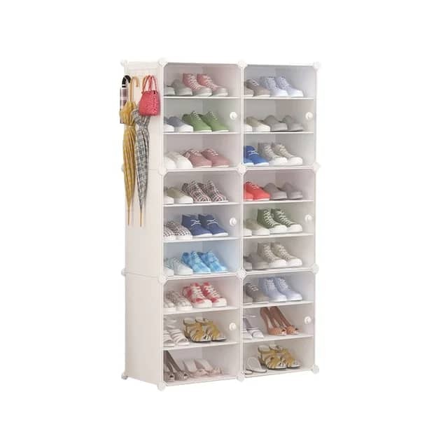Rangement Chaussures 36 paires blanc avec portes