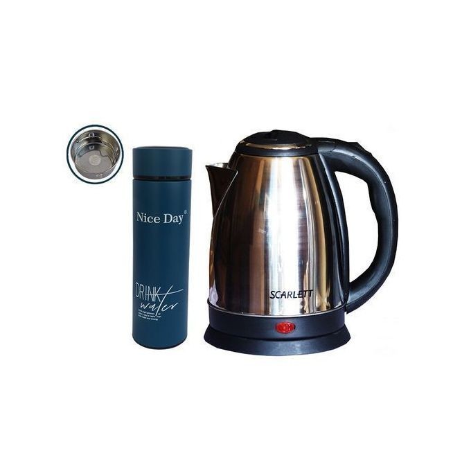 Scarlett Pack: Thermos à Chaud 0,45L bleu + Bouilloire Électrique scarlett 2 L