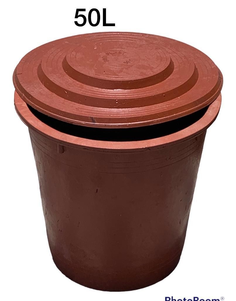 Sceau Poubelle solide - couvercle- Marron capacité 50L