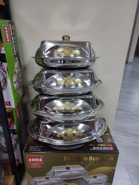 Set de 4 Bol avec Couvercle 45,50,55 et 60cm Zam Zam Oval Dish -Inox
