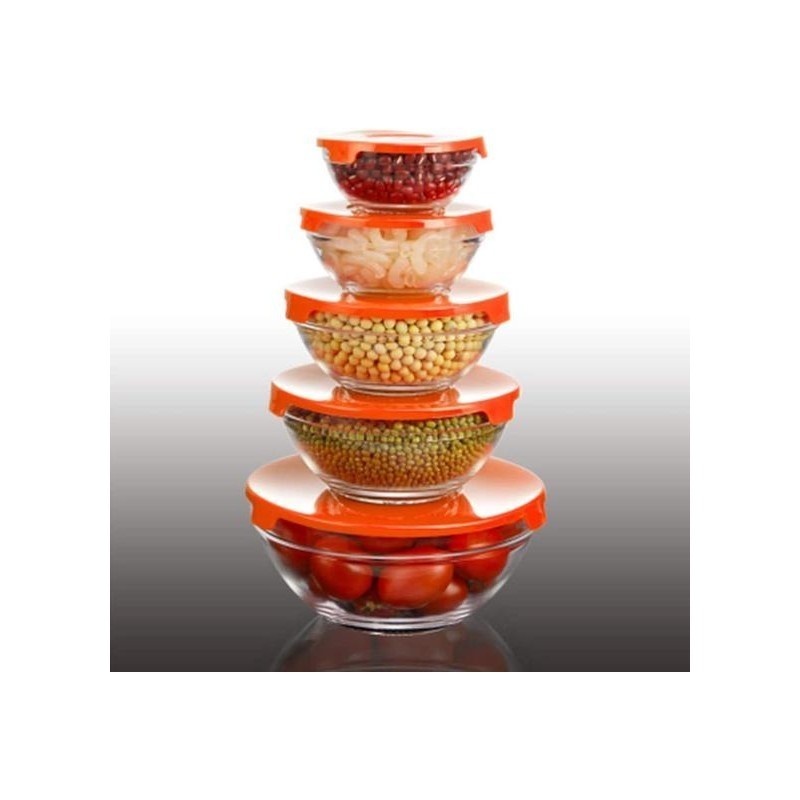 Set de 5 Bols en Verre - Rouge