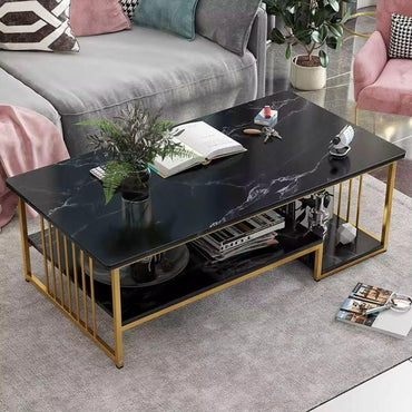 Table basse pour salon en vitrer ,designer de Noir et or