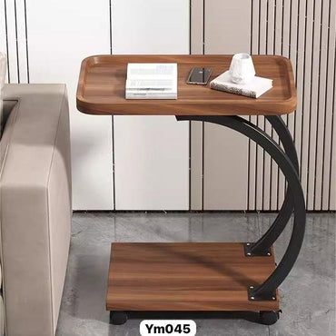 Table basse - Table de salon roulante avec 2 étagères - Meubles